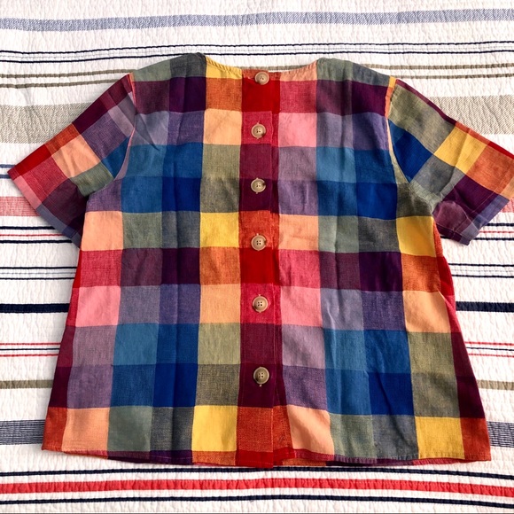 Madewell Boxy Button-Back Top in Oversized Gingham - Picture 2 of 3